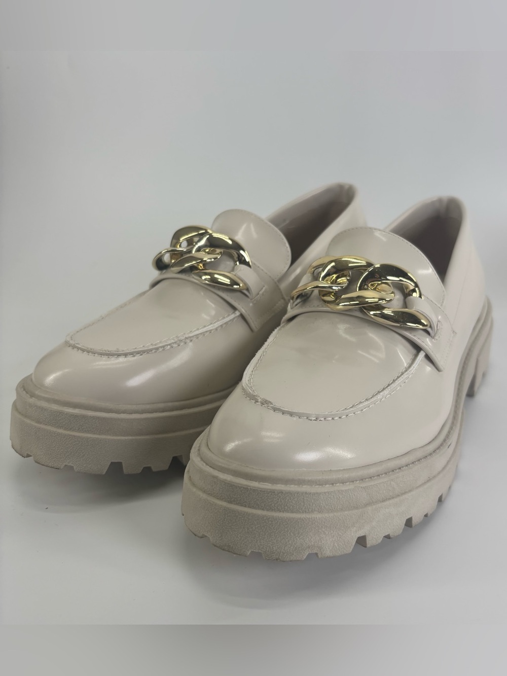 Steve Madden Makira platform loafer 7.5 cream gold - Picture 7 of 14